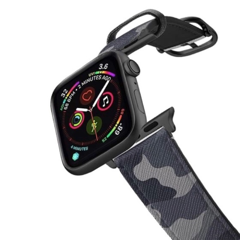 CASETiFY Camouflage Grey Apple Watch Band for 42mm & 44mm Saffiano Leather New